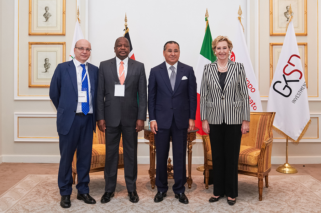 Chairman Kamel Ghribi with Letizia Moratti, President of E4Impact, Vice President and Regional Minister of Welfare in Lombardy; Mario Marco Molteni, CEO of E4Impact and Mutahi Kagwe, Cabinet Secretary for Health in the Republic of Kenya